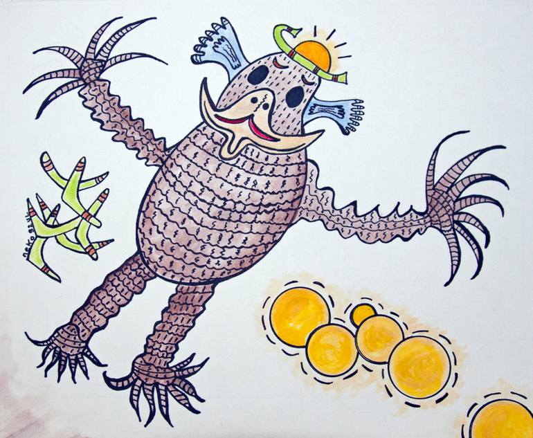 Outsider Art Free Figuration Raw Art Singular Art Fantasy Animal Animal Ancient Egypt Le Griffu Et La Barque De Ra Drawing By Neko Quatre Vingt Douze Vl Saatchi Art