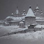 Snow covered monastery by Anastasia Shimshilashvili