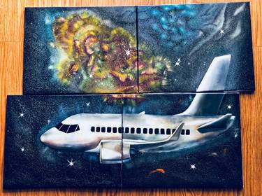 Print of Aeroplane Paintings by Mariam Nasrashvili