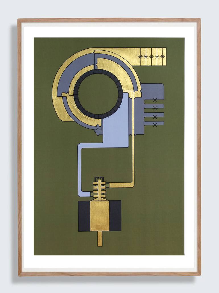 Original Abstract Science/Technology Printmaking by Ragnhild Jevne