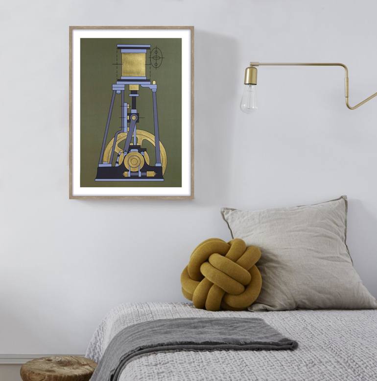 Original Abstract Science/Technology Printmaking by Ragnhild Jevne