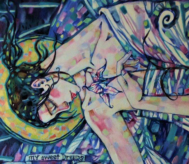 Original Art Deco Love Painting by Marusya Dram