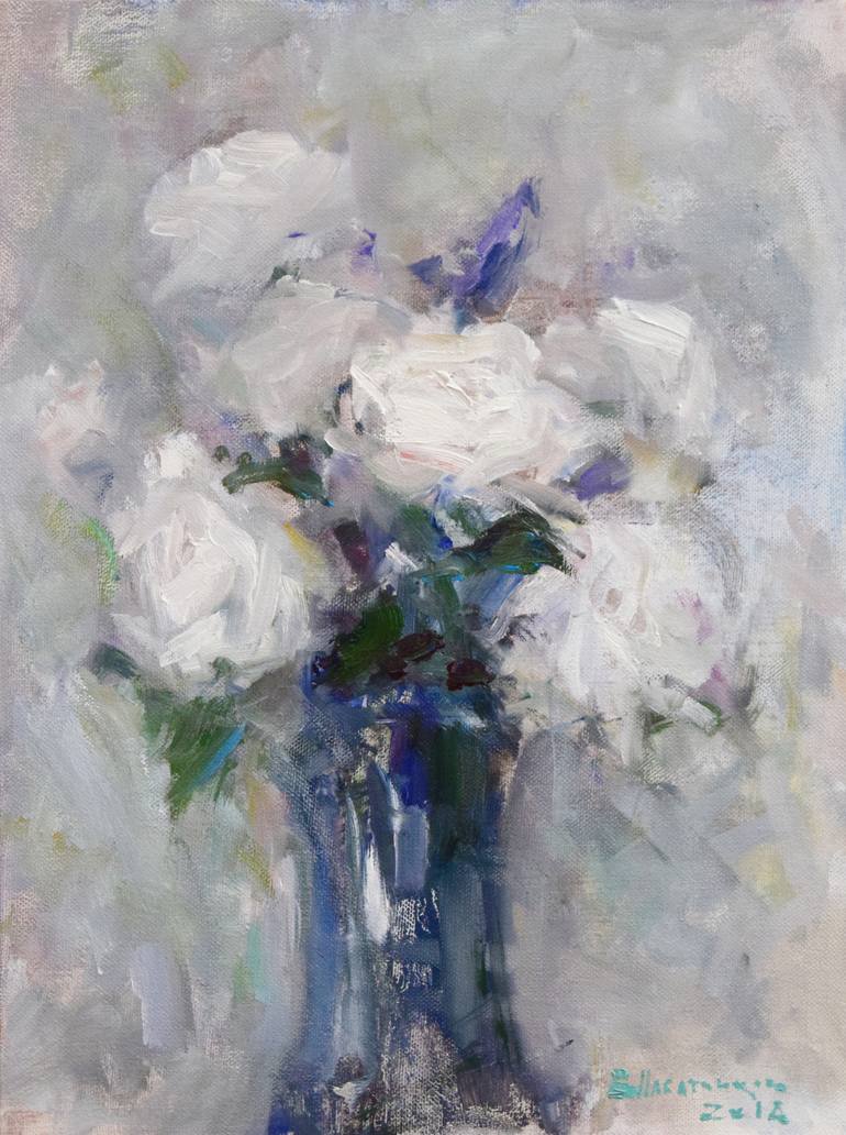 White Roses Painting by Vitaly Nabatchikov | Saatchi Art