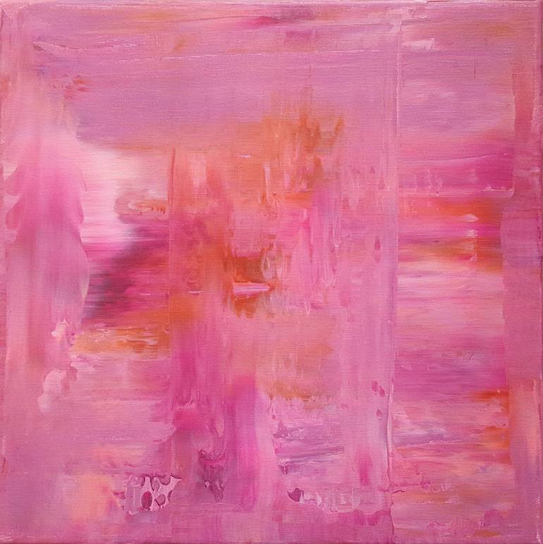 Behind the pink clouds - triptych abstract Painting by Ivana Olbricht ...