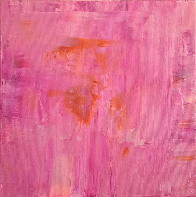 Behind the pink clouds - triptych abstract Painting by Ivana Olbricht ...