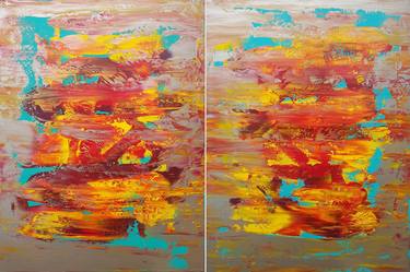 Caribbean sunset - diptych abstract thumb