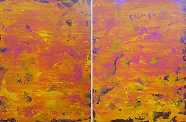 Ice on fire - diptych abstract painting thumb