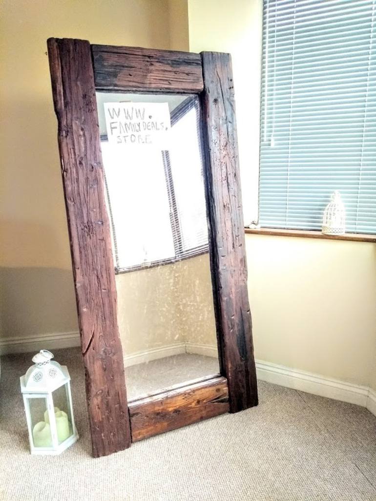 Gorgeous Large Handmade Full Length Rustic Reclaimed Wood Floor Mirror Sculpture By Family Deals Saatchi Art