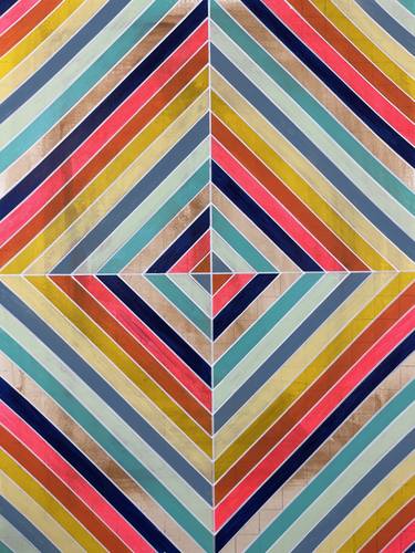 Multicolor Geometric Acrylic Painting on Paper 18x24 thumb