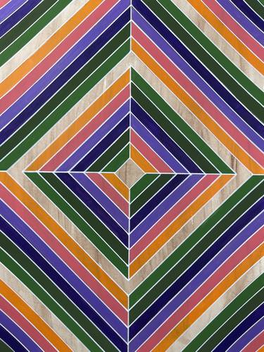 Green Orange Purple Geometric Painting on Paper 18x24 thumb