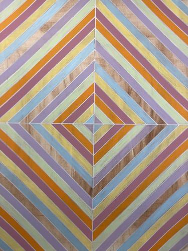 Pastel Multicolor Geometric Painting on Paper 18x24 thumb