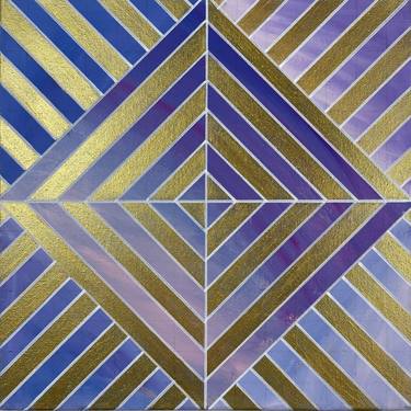 Metallic Gold Purple Ombré Geometric Painting 14x14 thumb