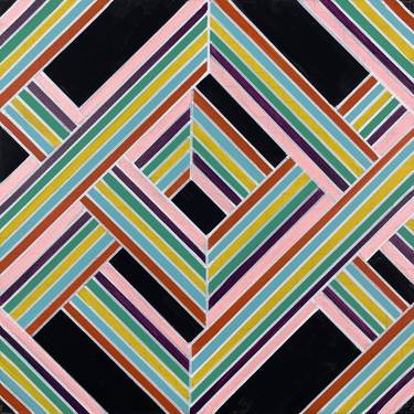 Black & Multicolor Geometric Painting 14x14 thumb