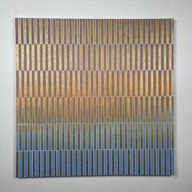 Metallic Gold Mauve Orange Teal Blue Geometric Painting 30x30 thumb