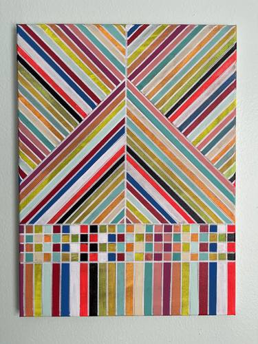 Multicolor Geometric Pattern Acrylic Painting 12x16 thumb
