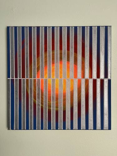 Metallic Silver Blue Red Orange Yellow Abstract Geometric 14x14 thumb