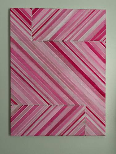 Pink Monochromatic Geometric Acrylic Painting 18x24 thumb