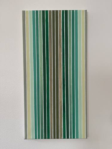 Green Monochromatic Stripe Acrylic Painting 10x20 thumb