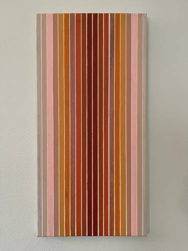 Orange Monochromatic Stripe Acrylic Painting 10x20 thumb