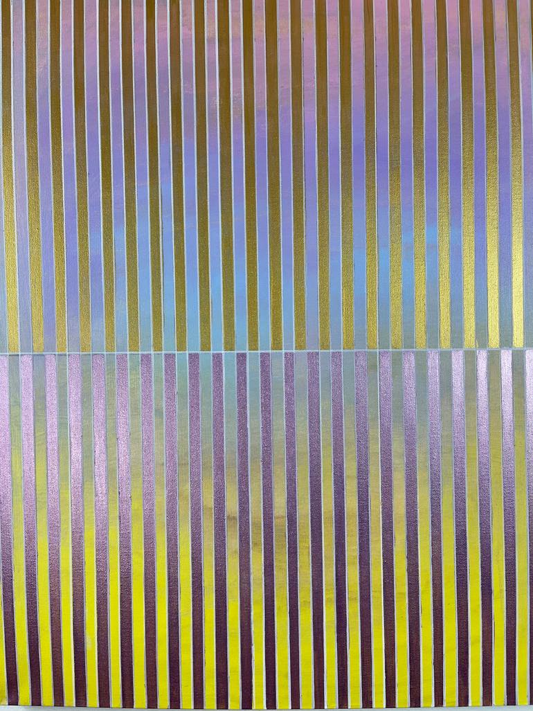 Original Abstract Painting by Amy Illardo | Abstract Art on Canvas | Metallic Gold Pink Yellow Ombre Geometric 24x30