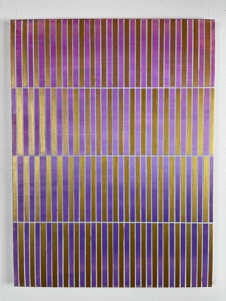 Original Abstract Painting by Amy Illardo | Abstract Art on Canvas | Metallic Gold Pink Purple Geometric Ombre Painting 18x24