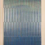 Metallic Silver Blue Aqua Abstract Geometric Seascape 24x36 by Amy Illardo
