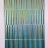 Metallic Gold Turquoise Blue Ombre Geometric Painting 24x36 by Amy Illardo