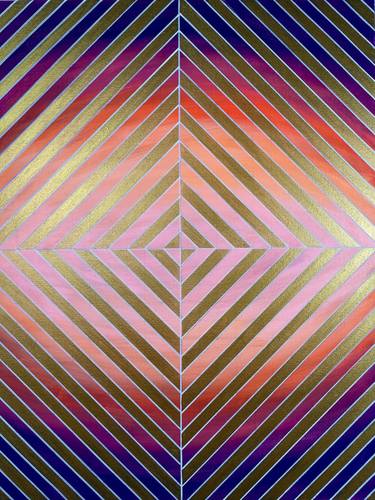 Saatchi Art Artist Amy Illardo; Painting, “Metallic Gold Purple Pink Orange Yellow Geometric” #art