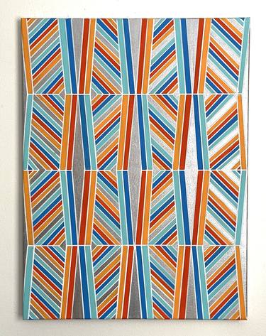 Saatchi Art Artist Amy Illardo; Painting, “Blue Orange Metallic Silver Geometric” #art