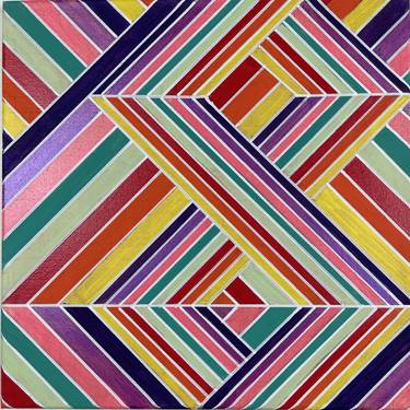 Multicolor Geometric Acrylic on Canvas 14x14 thumb