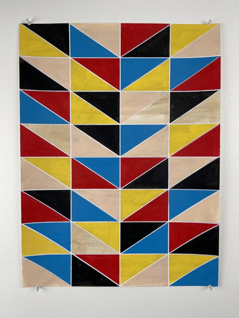 blue yellow red geometric painting