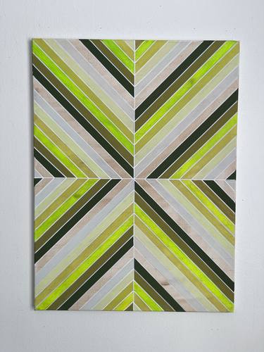 Green Monochromatic Geometric Acrylic on Canvas 18x24 thumb