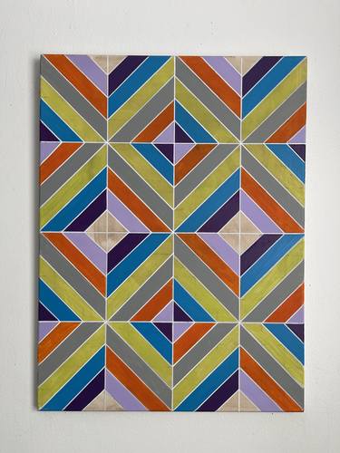 Purple Green Grey Orange Turquoise Geometric Painting 18x24 thumb