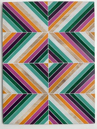 Orange White Green Pink Purple Geometric Painting 18x24 thumb