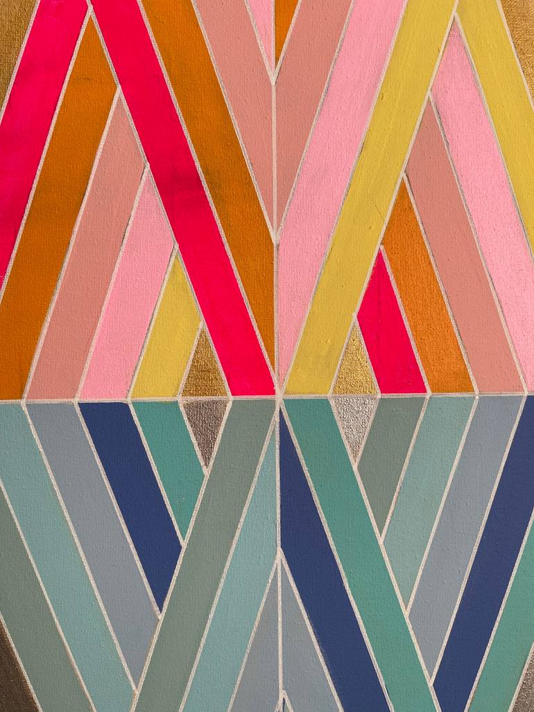 Metallic Gold Silver Pink Yellow Blue Geometric Painting 18x24 Painting ...