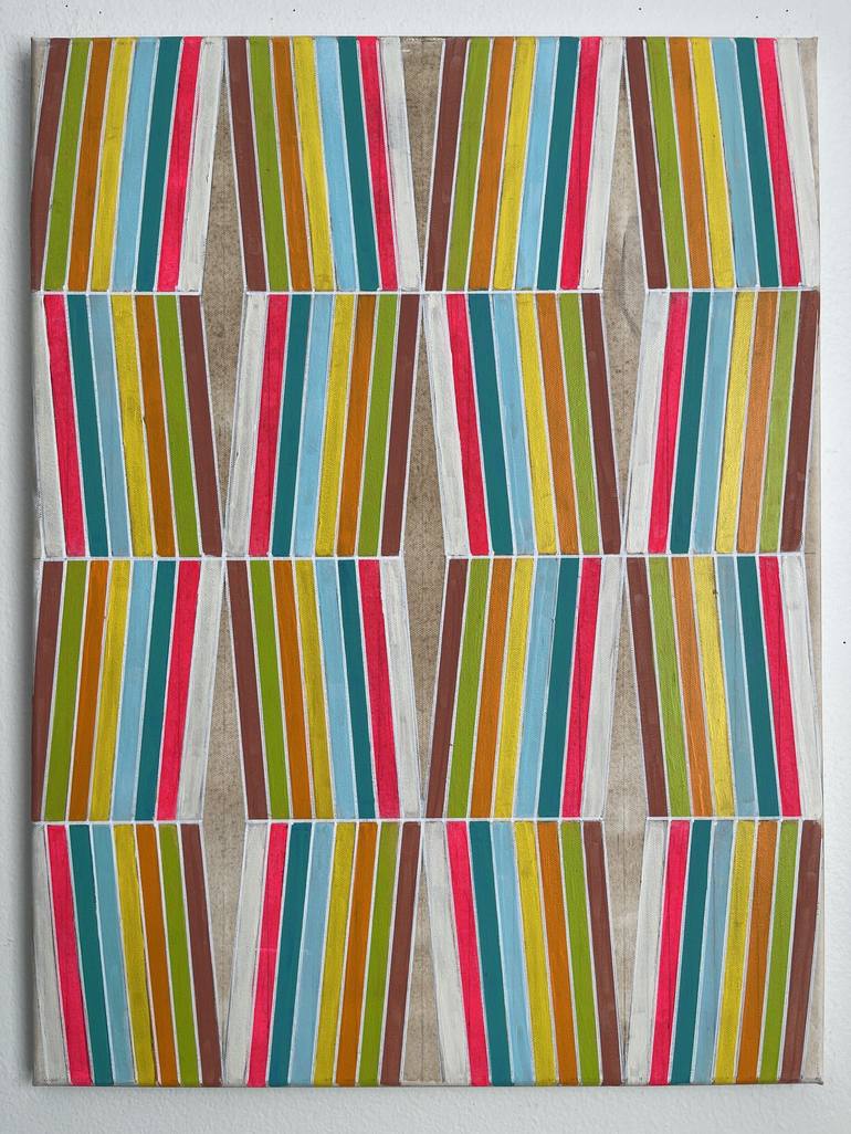 Brown Pink Yellow Orange Blue Green White Geometric Painting Painting 