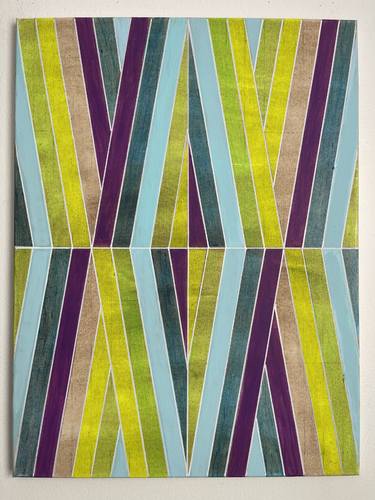 Brown Yellow Green Blue Purple Geometric Painting 18x24 thumb