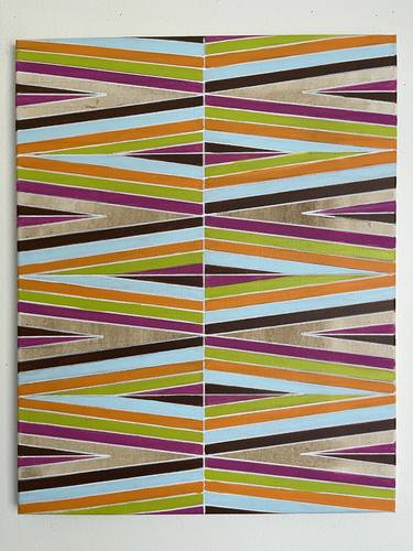 Brown Blue Orange Green Purple Geometric Painting 16x20 thumb