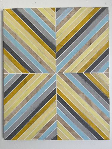 Yellow Grey Blue Brown Geometric Painting 16x20 thumb