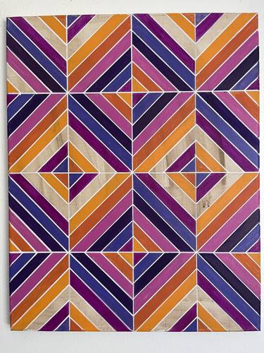 Purple Pink Orange Geometric Painting 16x20 thumb