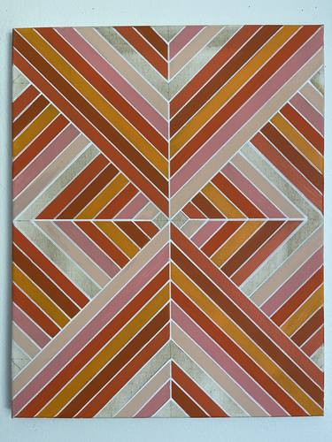 Pink Orange Brown Geometric Acrylic Painting 16x20 thumb