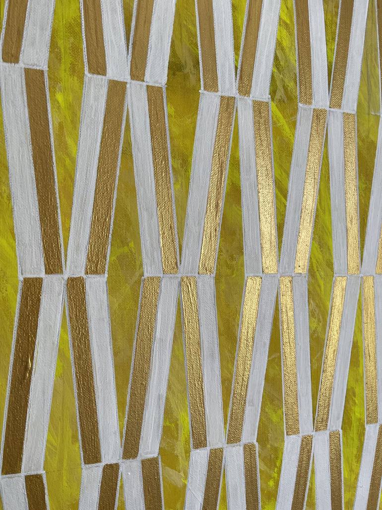 Metallic Gold Yellow White Geometric Painting 16x20 Painting by Amy ...