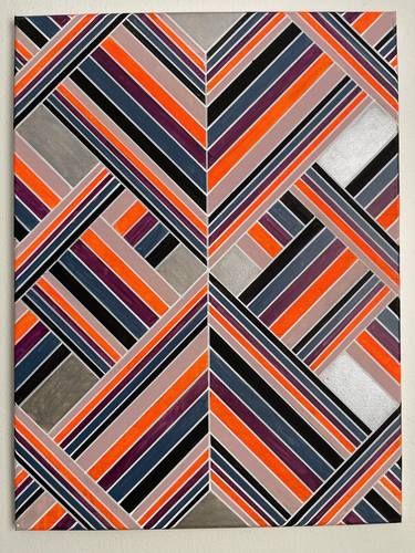 Metallic Silver Purple Orange Pink Blue Black Geometric 18x24 thumb