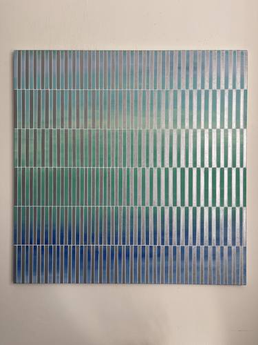 Saatchi Art Artist Amy Illardo; Paintings, “Geometric Seascape Metallic Silver 30x30” #art