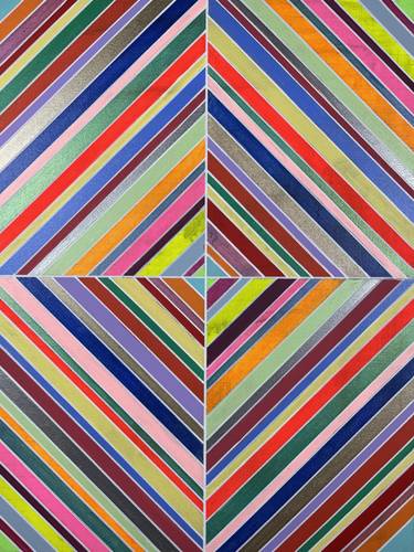 Saatchi Art Artist Amy Illardo; Paintings, “Multicolor Geometric Metallic Neon 18x24 Painting” #art