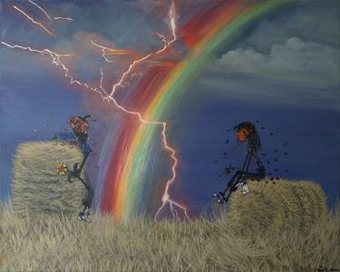 End of the rainbow. Original acrylic painting by Zoe Adams thumb