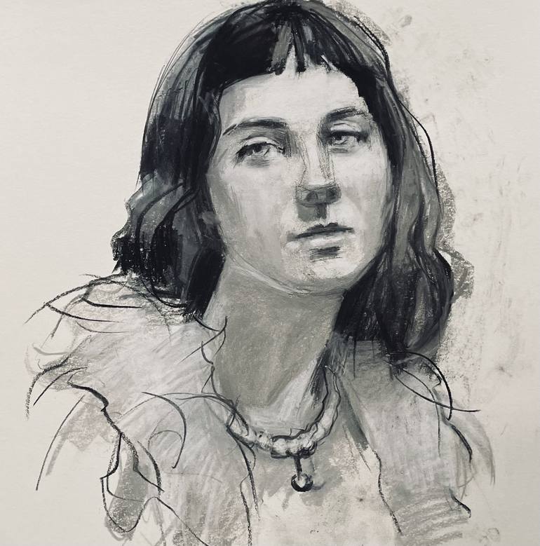 Original Expressionism Portrait Drawings by Behnaz Sohrabian