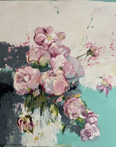 Original Abstract Expressionism Floral Paintings by Behnaz Sohrabian