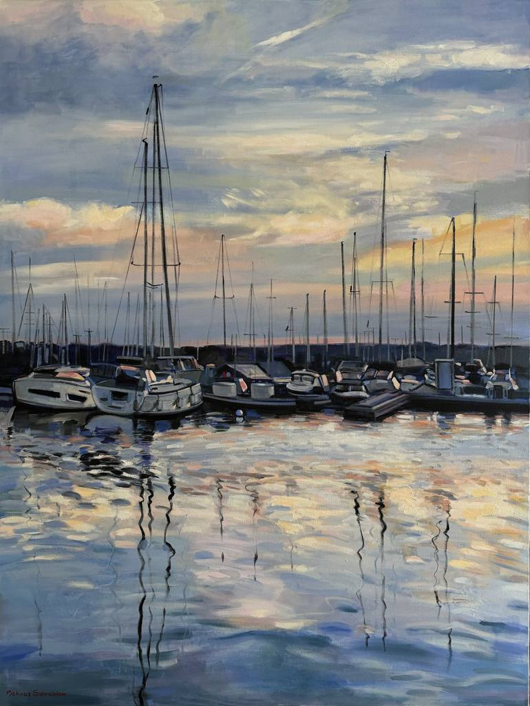 Original Expressionism Boat Paintings by Behnaz Sohrabian