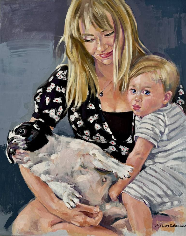 Original Expressionism Family Paintings by Behnaz Sohrabian
